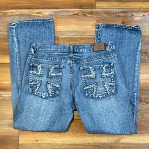 Men’s Flypaper Boot Cut Jeans in Medium Denim Blue Size 34x32